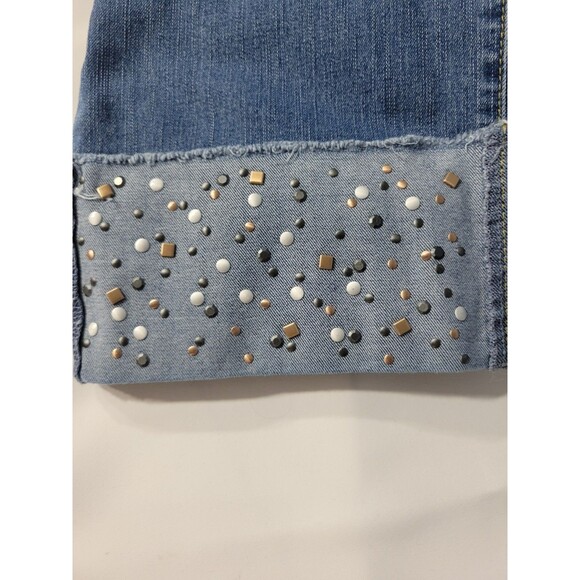 INC International Concepts High Rise Cropped Jeans Sz 2 Metal Stud Accent Cuffs - Picture 1 of 6